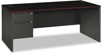 HON® 38000 Series™ Single Pedestal Desk Left 72" x 36" 29.5", Mahogany/Charcoal