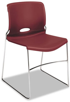 HON® Olson Stacker® High Density Chair Supports 300 lb, 17.75" Seat Height, Mulberry Back, Chrome Base, 4/Carton