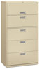 A Picture of product HON-685LL HON® Brigade® 600 Series Lateral File 4 Legal/Letter-Size Drawers, 1 Roll-Out Shelf, Putty, 36" x 18" 64.25"