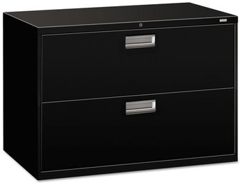 HON® Brigade® 600 Series Lateral File 2 Legal/Letter-Size Drawers, Black, 42" x 18" 28"