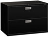 A Picture of product HON-692LP HON® Brigade® 600 Series Lateral File 2 Legal/Letter-Size Drawers, Black, 42" x 18" 28"