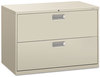 A Picture of product HON-692LQ HON® Brigade® 600 Series Lateral File 2 Legal/Letter-Size Drawers, Light Gray, 42" x 18" 28"