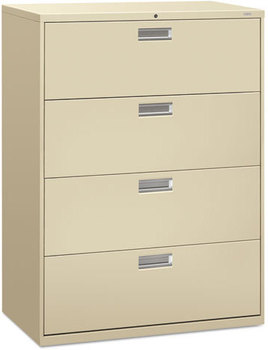 HON® Brigade® 600 Series Lateral File 4 Legal/Letter-Size Drawers, Putty, 42" x 18" 52.5"