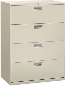 HON® Brigade® 600 Series Lateral File 4 Legal/Letter-Size Drawers, Light Gray, 42" x 18" 52.5"