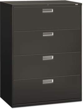 HON® Brigade® 600 Series Lateral File 4 Legal/Letter-Size Drawers, Charcoal, 42" x 18" 52.5"