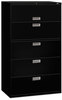 A Picture of product HON-695LP HON® Brigade® 600 Series Lateral File 4 Legal/Letter-Size Drawers, 1 Roll-Out Shelf, Black, 42" x 18" 64.25"