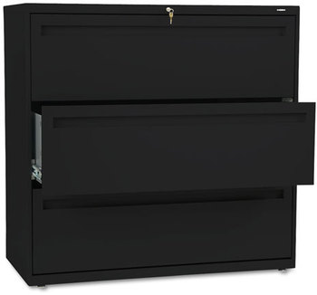 HON® Brigade® 700 Series Lateral File 3 Legal/Letter-Size Drawers, Black, 42" x 18" 39.13"