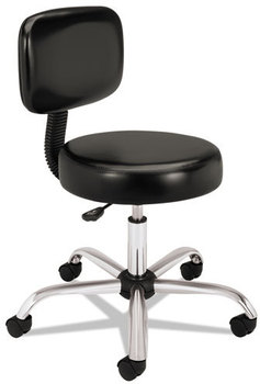 HON® Adjustable Task/Lab Stool Supports Up to 250 lb, 17.25" 22" Seat Height, Black Seat/Back, Steel Base