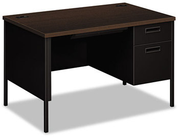 HON® Metro Classic Series Single Pedestal Desk Right 48" x 30" 29.5", Mocha/Black