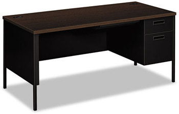 HON® Metro Classic Series Single Pedestal "L" Workstation Desk Right 66" x 30" 29.5", Mocha/Black