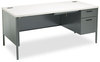 A Picture of product HON-P3266LCL HON® Metro Classic Series Single Pedestal "L" Workstation Desk Left 66" x 30" 29.5", Harvest/Putty