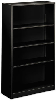 HON® Brigade® Metal Bookcases Bookcase, Four-Shelf, 34.5w x 12.63d 59h, Black