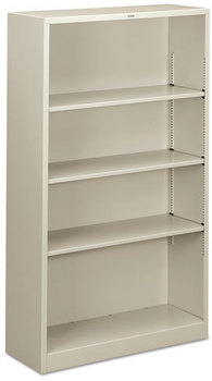 HON® Brigade® Metal Bookcases Bookcase, Four-Shelf, 34.5w x 12.63d 59h, Light Gray