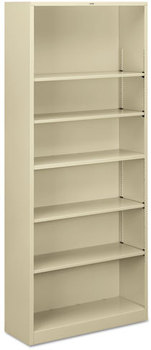 HON® Brigade® Metal Bookcases Bookcase, Six-Shelf, 34.5w x 12.63d 81.13h, Putty