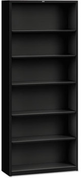 HON® Brigade® Metal Bookcases Bookcase, Six-Shelf, 34.5w x 12.63d 81.13h, Black