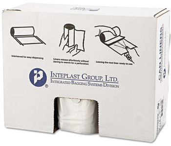 Inteplast Group High-Density Interleaved Commercial Can Liners,  38 x 60, 60gal, 22mic, Clear, 25/Roll, 6 Rolls/Carton