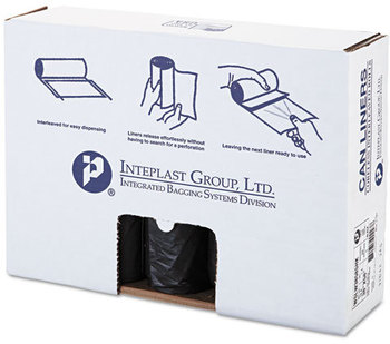 Inteplast Group Low-Density Commercial Can Liners. 60 gal. 1.4 mil. 38 X 58 in. Black. 20 bags/roll, 5 rolls/case.
