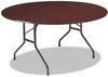 A Picture of product ICE-55264 Iceberg Premium Wood Laminate Round Folding Table,  60 Dia. x 29h, Mahogany Top/Gray Base
