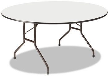 Iceberg Premium Wood Laminate Round Folding Table,  60 Dia. x 29h, Gray Top/Charcoal Base