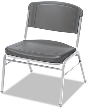 Iceberg Rough 'N Ready Big & Tall Stack Chair,  Charcoal/Silver, 4/Carton