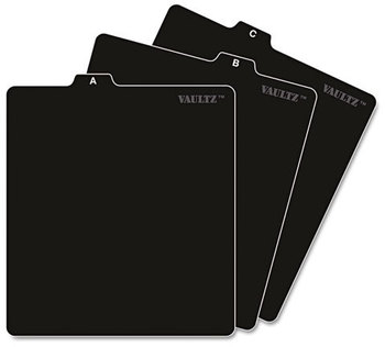 Vaultz® A-Z CD File Guides,  5 x 5 3/4, Black