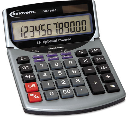 Innovera® 15966 Minidesk Calculator, 12-Digit LCD