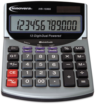 Innovera® 15966 Minidesk Calculator, 12-Digit LCD