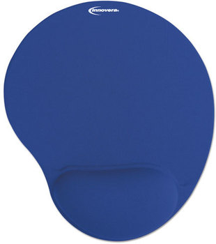 Innovera® Fabric-Covered Gel Wrist Support Mouse Pad with Rest, 10.37 x 8.87, Blue