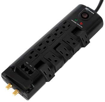 Innovera® Ten-Outlet Surge Protector,  10 Outlets, 6 ft Cord, 2880 Joules, Black