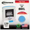 A Picture of product IVR-9391AN Innovera® 9393AN, 9392AN, 9391AN, 9396AN Inkjet Cartridge Remanufactured Cyan High-Yield Ink, Replacement for 88XL (C9391AN), 1,700 Page-Yield