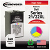 A Picture of product IVR-D22CXL Innovera® D22CXL, D22BXL Ink Remanufactured Tri-Color High-Yield Replacement for 21XL/22XL (330-5266), 340 Page-Yield