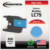 A Picture of product IVR-LC75C Innovera® LC75BK, LC75C, LC75M, LC75Y Ink Remanufactured Cyan High-Yield Replacement for 600 Page-Yield