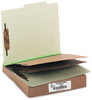 A Picture of product ACC-15046 ACCO Pressboard Classification Folders 3" Expansion, 2 Dividers, 6 Fasteners, Letter Size, Leaf Green Exterior, 10/Box