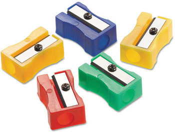 Westcott® One-Hole Manual Pencil Sharpeners,  Red/Blue/Green/Yellow, 4w x 2d x 1h, 24/Pack