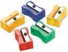 A Picture of product ACM-15993 Westcott® One-Hole Manual Pencil Sharpeners,  Red/Blue/Green/Yellow, 4w x 2d x 1h, 24/Pack