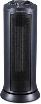 Alera® Mini Tower Ceramic Heater,  7 3/8"w x 7 3/8"d x 17 3/8"h, Black
