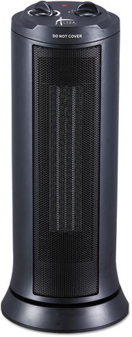 Alera Office Furniture HECT17 Alera® Mini Tower Ceramic Heater, 7 3/8w x 7  3/8d x 17 3/8h, Black | Baumann Paper