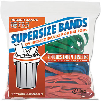 Alliance® SuperSize Bands™,  12" Red, 14" Green, 17" Blue, 1/4"w, 24/Pack