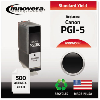 Innovera® PGI5BK Inkjet Cartridge Remanufactured Black Ink, Replacement for PGI-5BK (0628B002), 500 Page-Yield