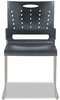 A Picture of product ALE-SC6546 Alera® Continental Series Plastic Perforated Back Stack Chair Supports 275 lb, Charcoal Gray Seat/Back, Gunmetal Base, 4/CT