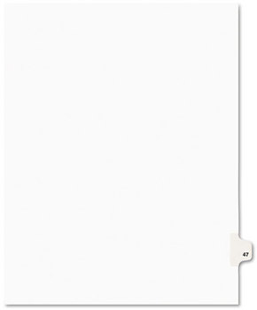 Avery® Preprinted Legal Exhibit Index Tab Dividers with Black and White Tabs,  Title: 47, Letter, White, 25/Pack