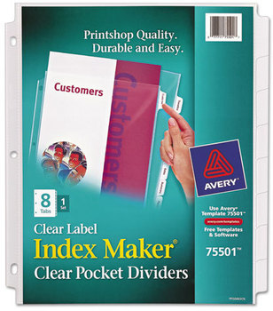Avery® Print & Apply Index Maker® Clear Label Sheet Protector Dividers with White Tabs and 8-Tab, 11 x 8.5, 1 Set