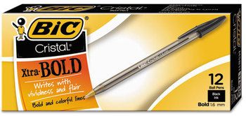 BIC® Cristal® Xtra Bold Ballpoint Pen,  Black Ink, 1.6mm, Bold, Dozen