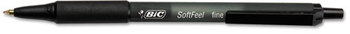 BIC® Soft Feel® Retractable Ballpoint Pen,  Black Ink, .8mm, Fine, Dozen