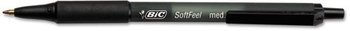 BIC® Soft Feel® Retractable Ballpoint Pen,  Black Ink, 1mm, Medium, Dozen
