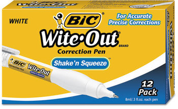 BIC® Wite-Out® Brand Shake 'n Squeeze™ Correction Pen,  8 ml, White