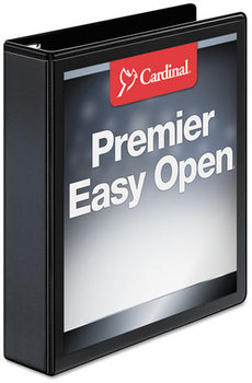 Cardinal® Premier Easy Open® ClearVue™ Locking Slant-D® Ring Binder,  1.5" Cap, 11 x 8 1/2, Black