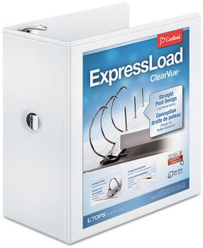 Cardinal® ExpressLoad™ ClearVue™ Locking D-Ring Binder,  5" Cap, 11 x 8 1/2, White
