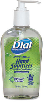 Dial® Professional Antibacterial Gel Hand Sanitizer,  7.5 oz, Pump, Fragrance-Free. 12 Bottles/Case.