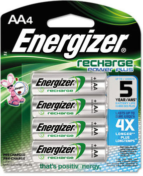 Energizer® NiMH Rechargeable Batteries,  AA, 4 Batteries/Pack